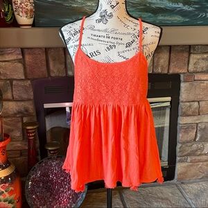 a.n.a. Hot Coral Tank Crop Top. Summer Outfit.
